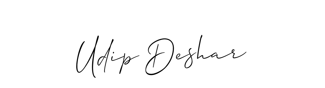 Design your own signature with our free online signature maker. With this signature software, you can create a handwritten (Allison_Script) signature for name Udip Deshar. Udip Deshar signature style 2 images and pictures png