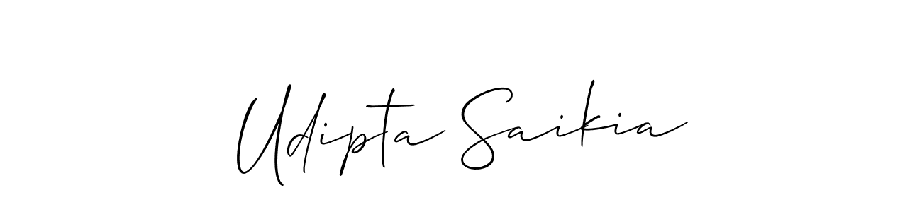 Create a beautiful signature design for name Udipta Saikia. With this signature (Allison_Script) fonts, you can make a handwritten signature for free. Udipta Saikia signature style 2 images and pictures png