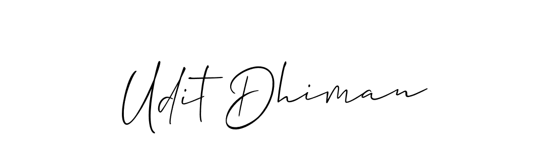 Make a beautiful signature design for name Udit Dhiman. With this signature (Allison_Script) style, you can create a handwritten signature for free. Udit Dhiman signature style 2 images and pictures png