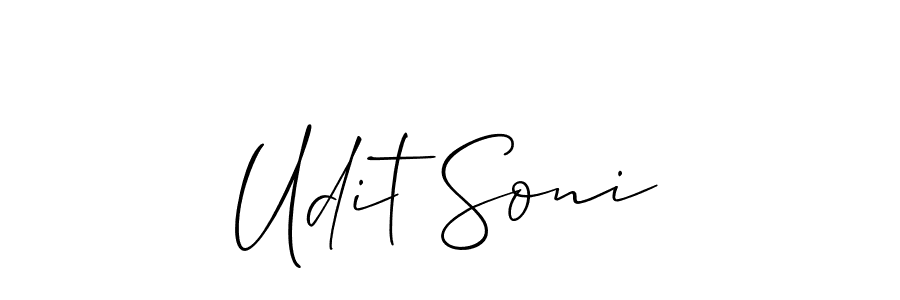 How to make Udit Soni name signature. Use Allison_Script style for creating short signs online. This is the latest handwritten sign. Udit Soni signature style 2 images and pictures png