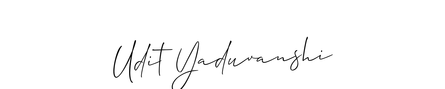 if you are searching for the best signature style for your name Udit Yaduvanshi. so please give up your signature search. here we have designed multiple signature styles  using Allison_Script. Udit Yaduvanshi signature style 2 images and pictures png