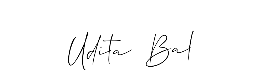The best way (Allison_Script) to make a short signature is to pick only two or three words in your name. The name Udita  Bal include a total of six letters. For converting this name. Udita  Bal signature style 2 images and pictures png