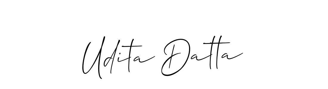 The best way (Allison_Script) to make a short signature is to pick only two or three words in your name. The name Udita Datta include a total of six letters. For converting this name. Udita Datta signature style 2 images and pictures png