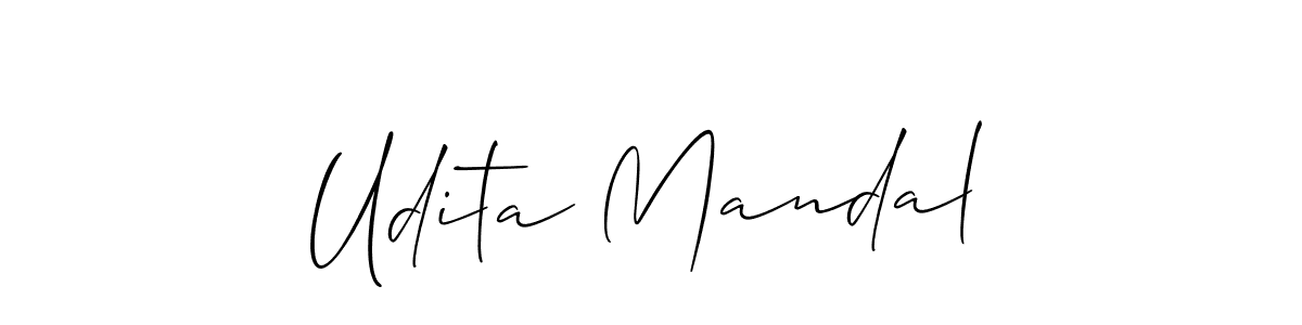 How to make Udita Mandal name signature. Use Allison_Script style for creating short signs online. This is the latest handwritten sign. Udita Mandal signature style 2 images and pictures png