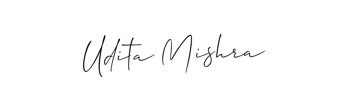 Make a beautiful signature design for name Udita Mishra. With this signature (Allison_Script) style, you can create a handwritten signature for free. Udita Mishra signature style 2 images and pictures png