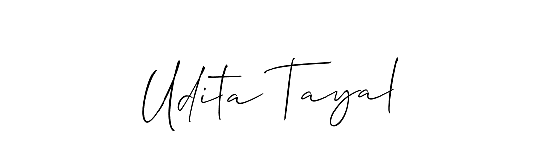 Create a beautiful signature design for name Udita Tayal. With this signature (Allison_Script) fonts, you can make a handwritten signature for free. Udita Tayal signature style 2 images and pictures png