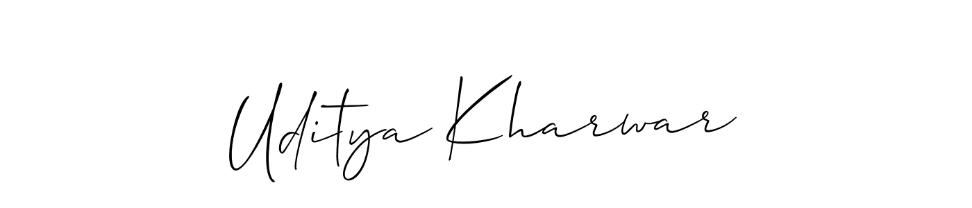 Uditya Kharwar stylish signature style. Best Handwritten Sign (Allison_Script) for my name. Handwritten Signature Collection Ideas for my name Uditya Kharwar. Uditya Kharwar signature style 2 images and pictures png