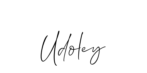 The best way (Allison_Script) to make a short signature is to pick only two or three words in your name. The name Udoley include a total of six letters. For converting this name. Udoley signature style 2 images and pictures png