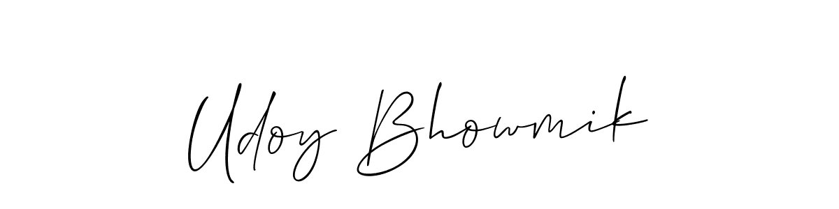 How to make Udoy Bhowmik name signature. Use Allison_Script style for creating short signs online. This is the latest handwritten sign. Udoy Bhowmik signature style 2 images and pictures png