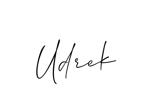 if you are searching for the best signature style for your name Udrek. so please give up your signature search. here we have designed multiple signature styles  using Allison_Script. Udrek signature style 2 images and pictures png