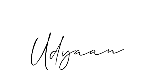 Use a signature maker to create a handwritten signature online. With this signature software, you can design (Allison_Script) your own signature for name Udyaan. Udyaan signature style 2 images and pictures png