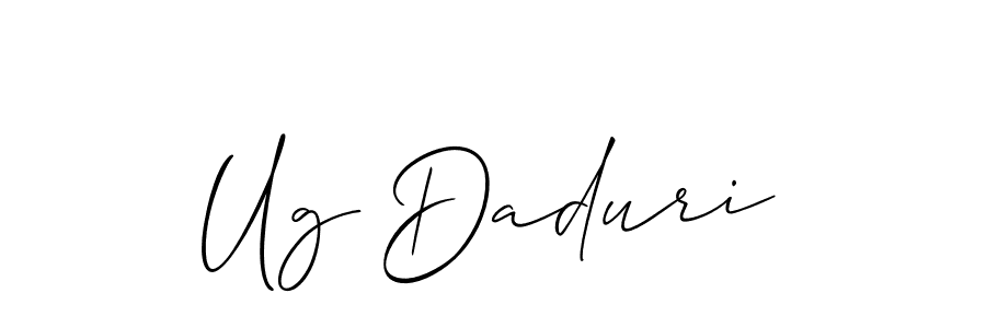 You should practise on your own different ways (Allison_Script) to write your name (Ug Daduri) in signature. don't let someone else do it for you. Ug Daduri signature style 2 images and pictures png