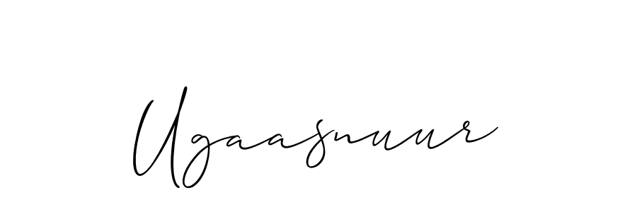 Create a beautiful signature design for name Ugaasnuur. With this signature (Allison_Script) fonts, you can make a handwritten signature for free. Ugaasnuur signature style 2 images and pictures png