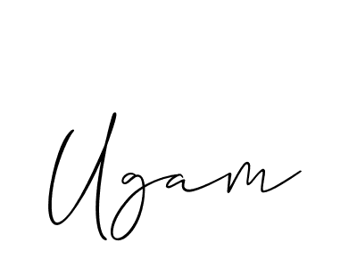 The best way (Allison_Script) to make a short signature is to pick only two or three words in your name. The name Ugam include a total of six letters. For converting this name. Ugam signature style 2 images and pictures png