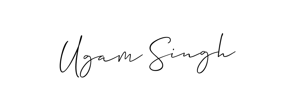 How to make Ugam Singh name signature. Use Allison_Script style for creating short signs online. This is the latest handwritten sign. Ugam Singh signature style 2 images and pictures png