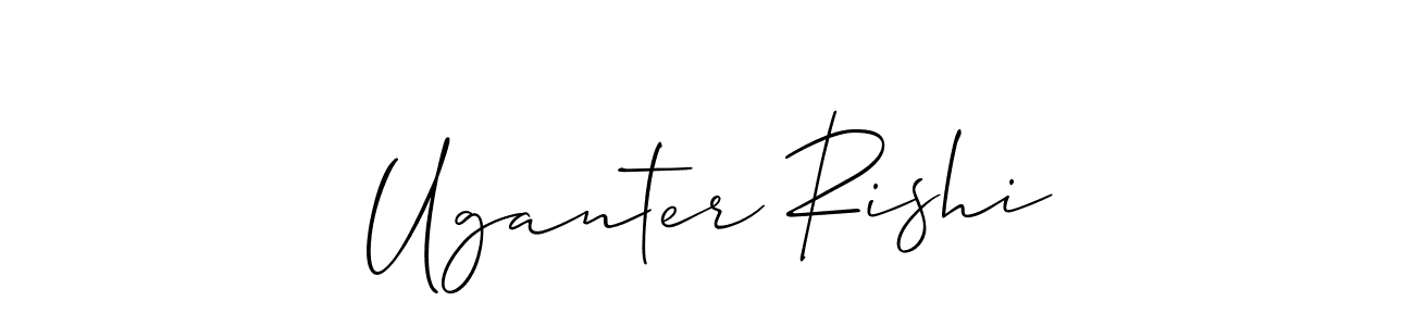 How to make Uganter Rishi name signature. Use Allison_Script style for creating short signs online. This is the latest handwritten sign. Uganter Rishi signature style 2 images and pictures png
