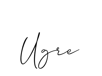 Make a beautiful signature design for name Ugre. With this signature (Allison_Script) style, you can create a handwritten signature for free. Ugre signature style 2 images and pictures png