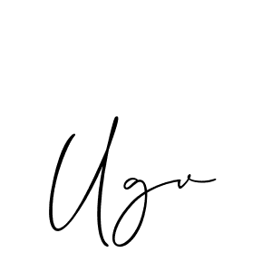 Make a beautiful signature design for name Ugv. With this signature (Allison_Script) style, you can create a handwritten signature for free. Ugv signature style 2 images and pictures png