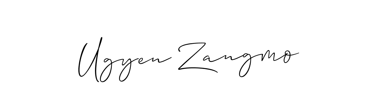 It looks lik you need a new signature style for name Ugyen Zangmo. Design unique handwritten (Allison_Script) signature with our free signature maker in just a few clicks. Ugyen Zangmo signature style 2 images and pictures png