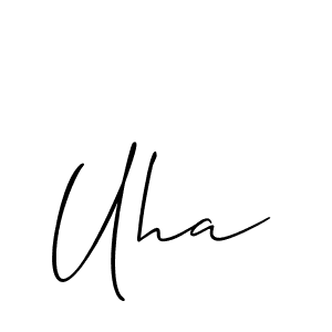 Uha stylish signature style. Best Handwritten Sign (Allison_Script) for my name. Handwritten Signature Collection Ideas for my name Uha. Uha signature style 2 images and pictures png