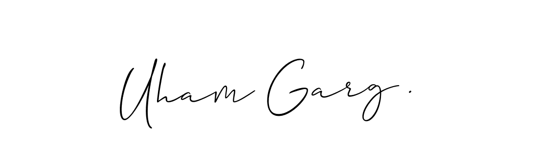 The best way (Allison_Script) to make a short signature is to pick only two or three words in your name. The name Uham Garg . include a total of six letters. For converting this name. Uham Garg . signature style 2 images and pictures png