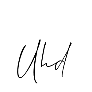 Make a beautiful signature design for name Uhd. With this signature (Allison_Script) style, you can create a handwritten signature for free. Uhd signature style 2 images and pictures png