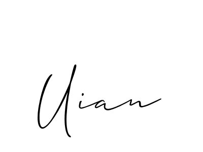 The best way (Allison_Script) to make a short signature is to pick only two or three words in your name. The name Uian include a total of six letters. For converting this name. Uian signature style 2 images and pictures png
