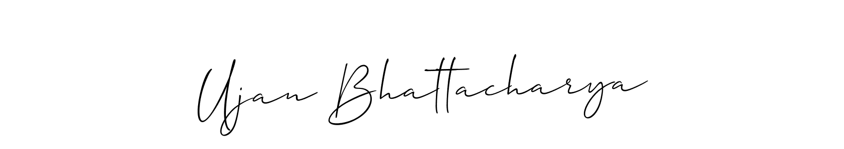 How to Draw Ujan Bhattacharya signature style? Allison_Script is a latest design signature styles for name Ujan Bhattacharya. Ujan Bhattacharya signature style 2 images and pictures png