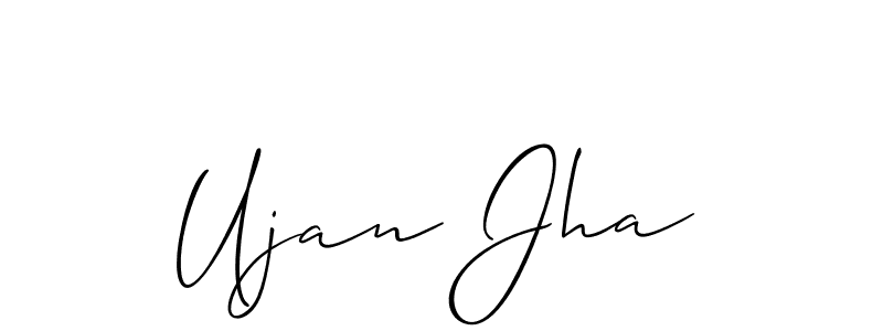 The best way (Allison_Script) to make a short signature is to pick only two or three words in your name. The name Ujan Jha include a total of six letters. For converting this name. Ujan Jha signature style 2 images and pictures png