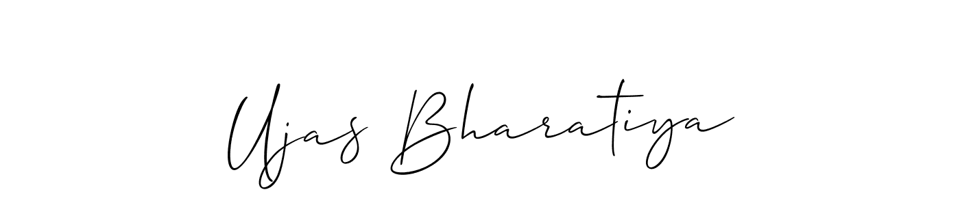 You should practise on your own different ways (Allison_Script) to write your name (Ujas Bharatiya) in signature. don't let someone else do it for you. Ujas Bharatiya signature style 2 images and pictures png