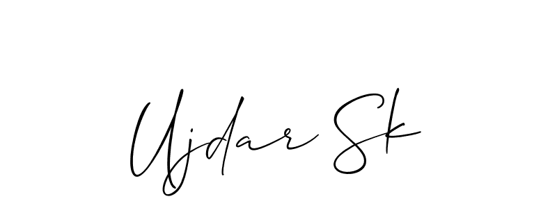 Create a beautiful signature design for name Ujdar Sk. With this signature (Allison_Script) fonts, you can make a handwritten signature for free. Ujdar Sk signature style 2 images and pictures png