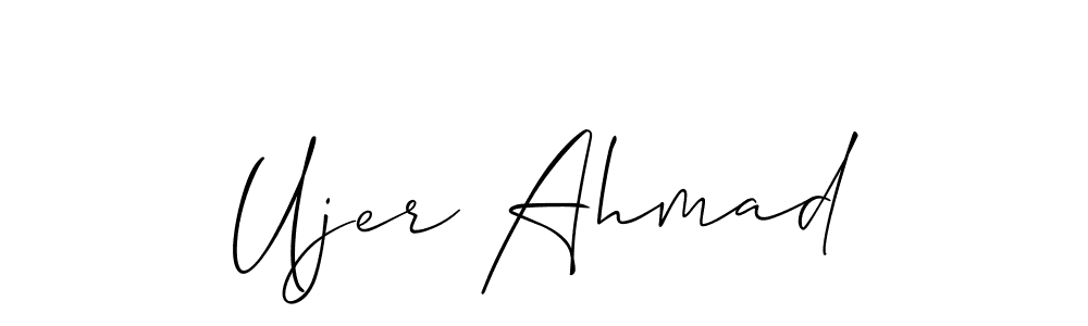 if you are searching for the best signature style for your name Ujer Ahmad. so please give up your signature search. here we have designed multiple signature styles  using Allison_Script. Ujer Ahmad signature style 2 images and pictures png