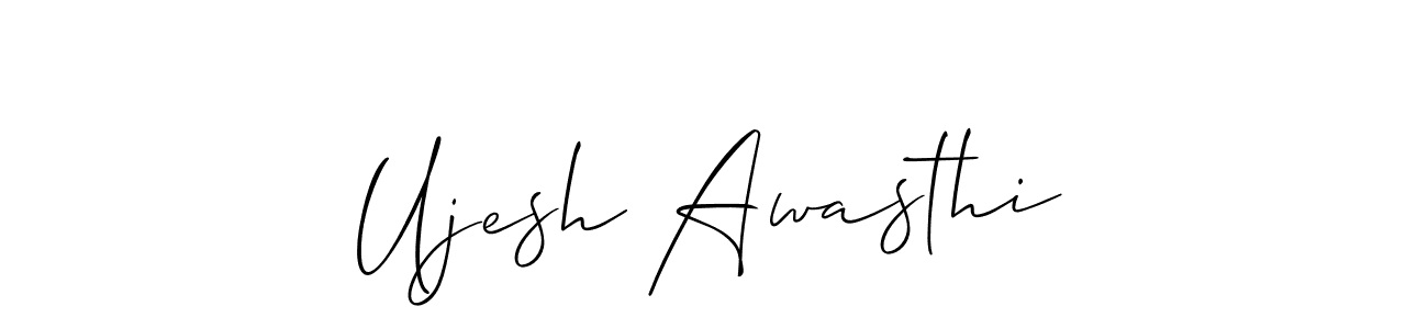 This is the best signature style for the Ujesh Awasthi name. Also you like these signature font (Allison_Script). Mix name signature. Ujesh Awasthi signature style 2 images and pictures png