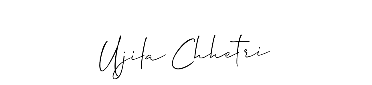 Use a signature maker to create a handwritten signature online. With this signature software, you can design (Allison_Script) your own signature for name Ujila Chhetri. Ujila Chhetri signature style 2 images and pictures png