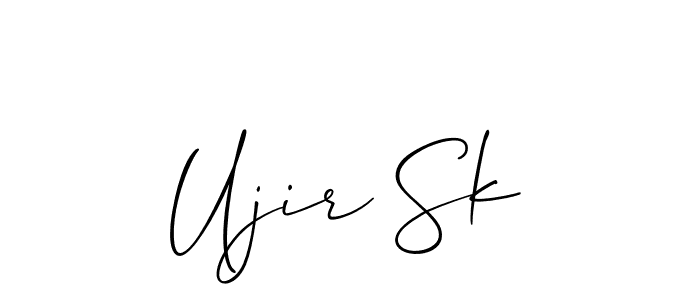 How to make Ujir Sk name signature. Use Allison_Script style for creating short signs online. This is the latest handwritten sign. Ujir Sk signature style 2 images and pictures png