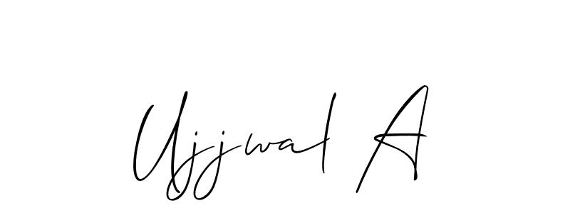 How to make Ujjwal A name signature. Use Allison_Script style for creating short signs online. This is the latest handwritten sign. Ujjwal A signature style 2 images and pictures png