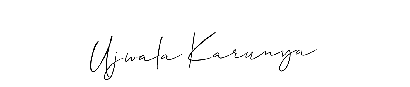 This is the best signature style for the Ujwala Karunya name. Also you like these signature font (Allison_Script). Mix name signature. Ujwala Karunya signature style 2 images and pictures png