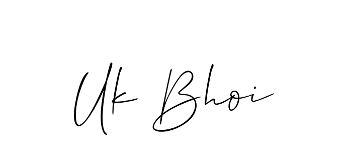 The best way (Allison_Script) to make a short signature is to pick only two or three words in your name. The name Uk Bhoi include a total of six letters. For converting this name. Uk Bhoi signature style 2 images and pictures png