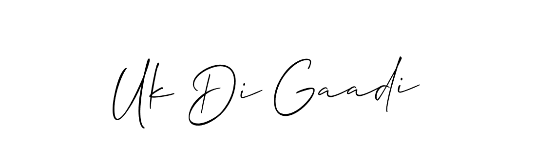 Use a signature maker to create a handwritten signature online. With this signature software, you can design (Allison_Script) your own signature for name Uk Di Gaadi. Uk Di Gaadi signature style 2 images and pictures png