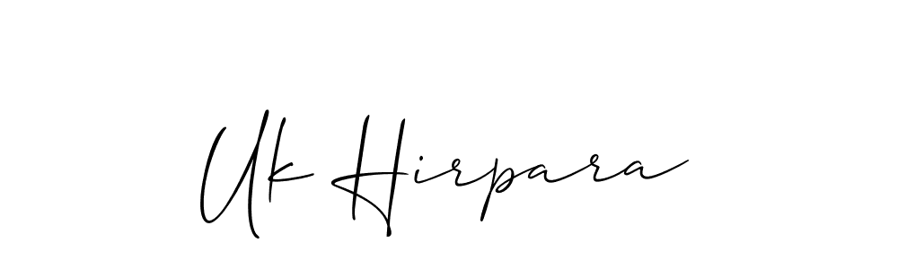 Similarly Allison_Script is the best handwritten signature design. Signature creator online .You can use it as an online autograph creator for name Uk Hirpara. Uk Hirpara signature style 2 images and pictures png