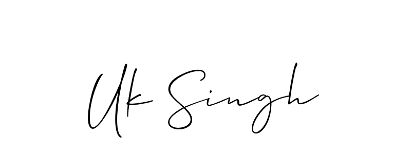 The best way (Allison_Script) to make a short signature is to pick only two or three words in your name. The name Uk Singh include a total of six letters. For converting this name. Uk Singh signature style 2 images and pictures png