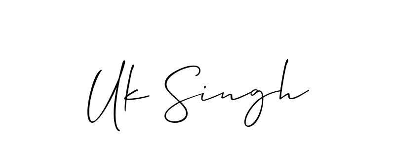 The best way (Allison_Script) to make a short signature is to pick only two or three words in your name. The name Uk Singh include a total of six letters. For converting this name. Uk Singh signature style 2 images and pictures png