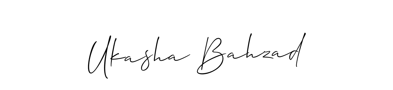 Also we have Ukasha Bahzad name is the best signature style. Create professional handwritten signature collection using Allison_Script autograph style. Ukasha Bahzad signature style 2 images and pictures png
