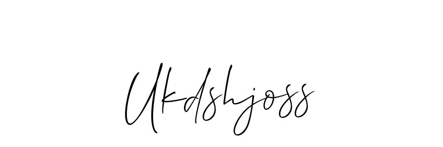 Use a signature maker to create a handwritten signature online. With this signature software, you can design (Allison_Script) your own signature for name Ukdshjoss. Ukdshjoss signature style 2 images and pictures png