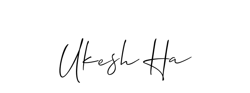 Use a signature maker to create a handwritten signature online. With this signature software, you can design (Allison_Script) your own signature for name Ukesh Ha. Ukesh Ha signature style 2 images and pictures png