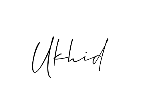 Design your own signature with our free online signature maker. With this signature software, you can create a handwritten (Allison_Script) signature for name Ukhid. Ukhid signature style 2 images and pictures png