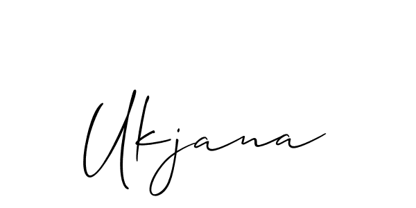 The best way (Allison_Script) to make a short signature is to pick only two or three words in your name. The name Ukjana include a total of six letters. For converting this name. Ukjana signature style 2 images and pictures png