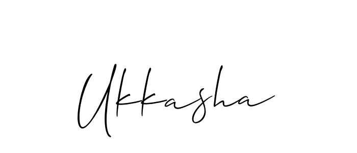 if you are searching for the best signature style for your name Ukkasha. so please give up your signature search. here we have designed multiple signature styles  using Allison_Script. Ukkasha signature style 2 images and pictures png