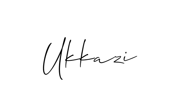 Use a signature maker to create a handwritten signature online. With this signature software, you can design (Allison_Script) your own signature for name Ukkazi. Ukkazi signature style 2 images and pictures png