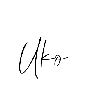 Use a signature maker to create a handwritten signature online. With this signature software, you can design (Allison_Script) your own signature for name Uko. Uko signature style 2 images and pictures png